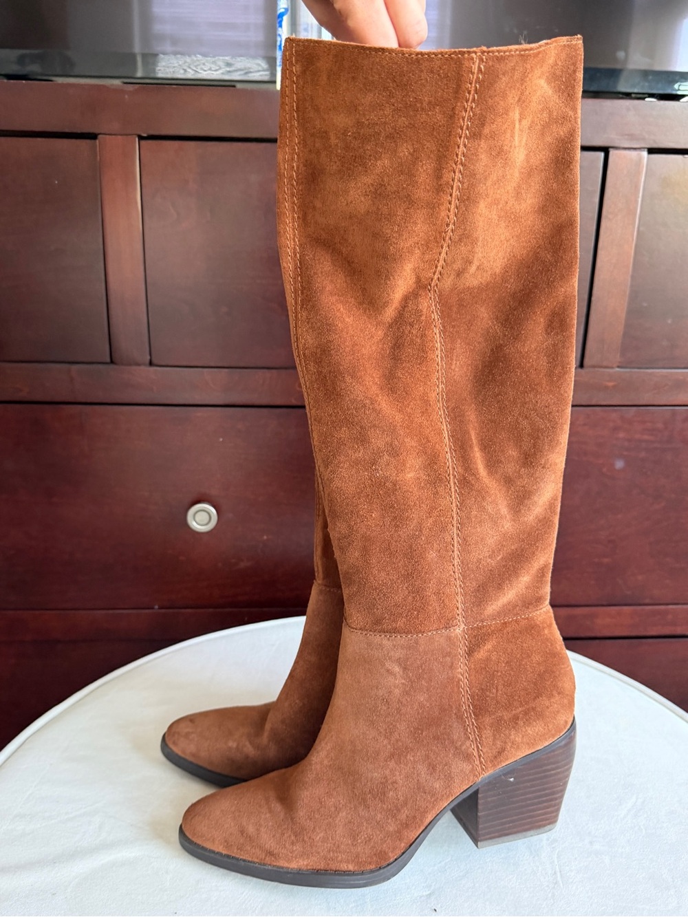 Naturalizer Chestnut Suede Knee-High Boots - Picture 2 of 4